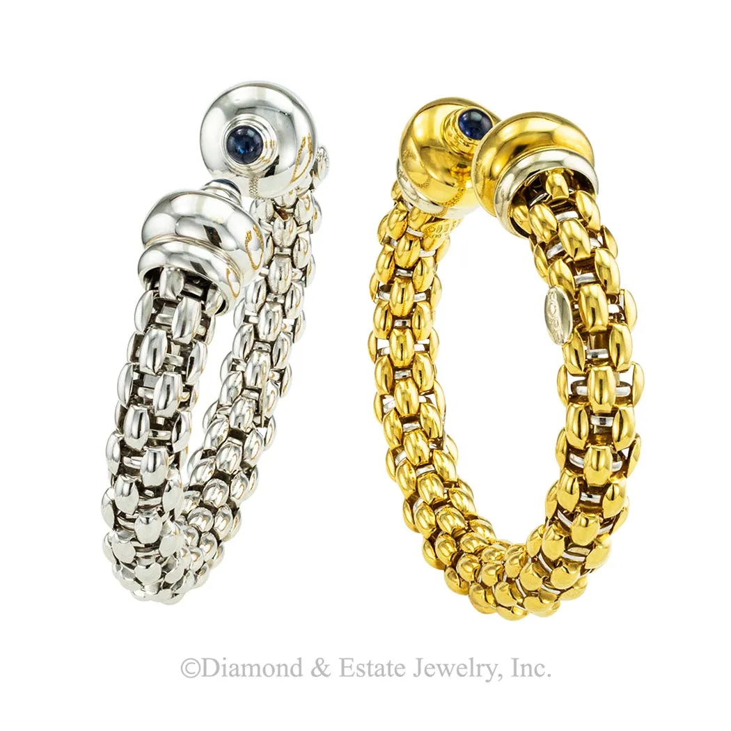 Fope Woven White Yellow Gold Cuff Bracelets