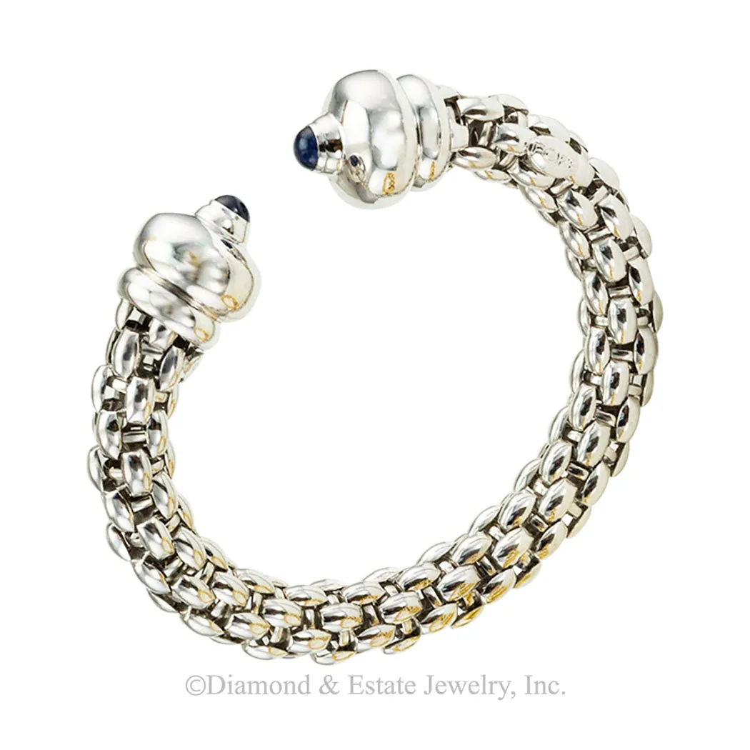 Fope Woven White Yellow Gold Cuff Bracelets
