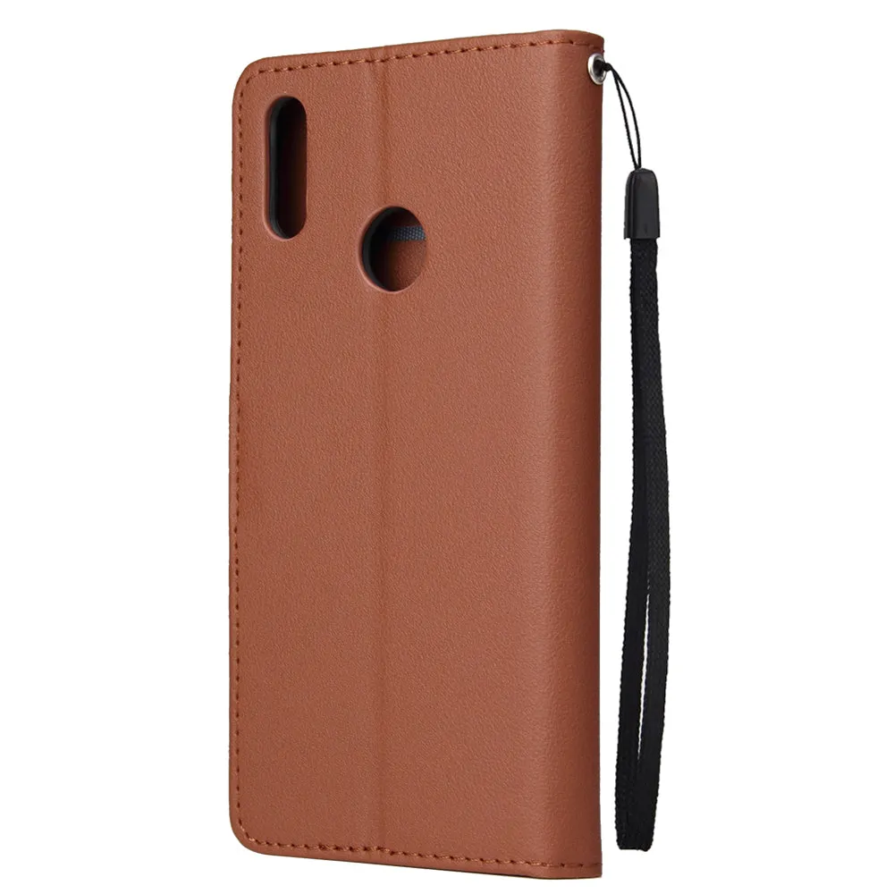 For HUAWEI Enjoy 9/ Y7 2019 /Y7 PRO 2019/Y7 PRIME 2019 Flip-type Leather Protective Phone Case with 3 Card Position Buckle Design Phone Cover  blue