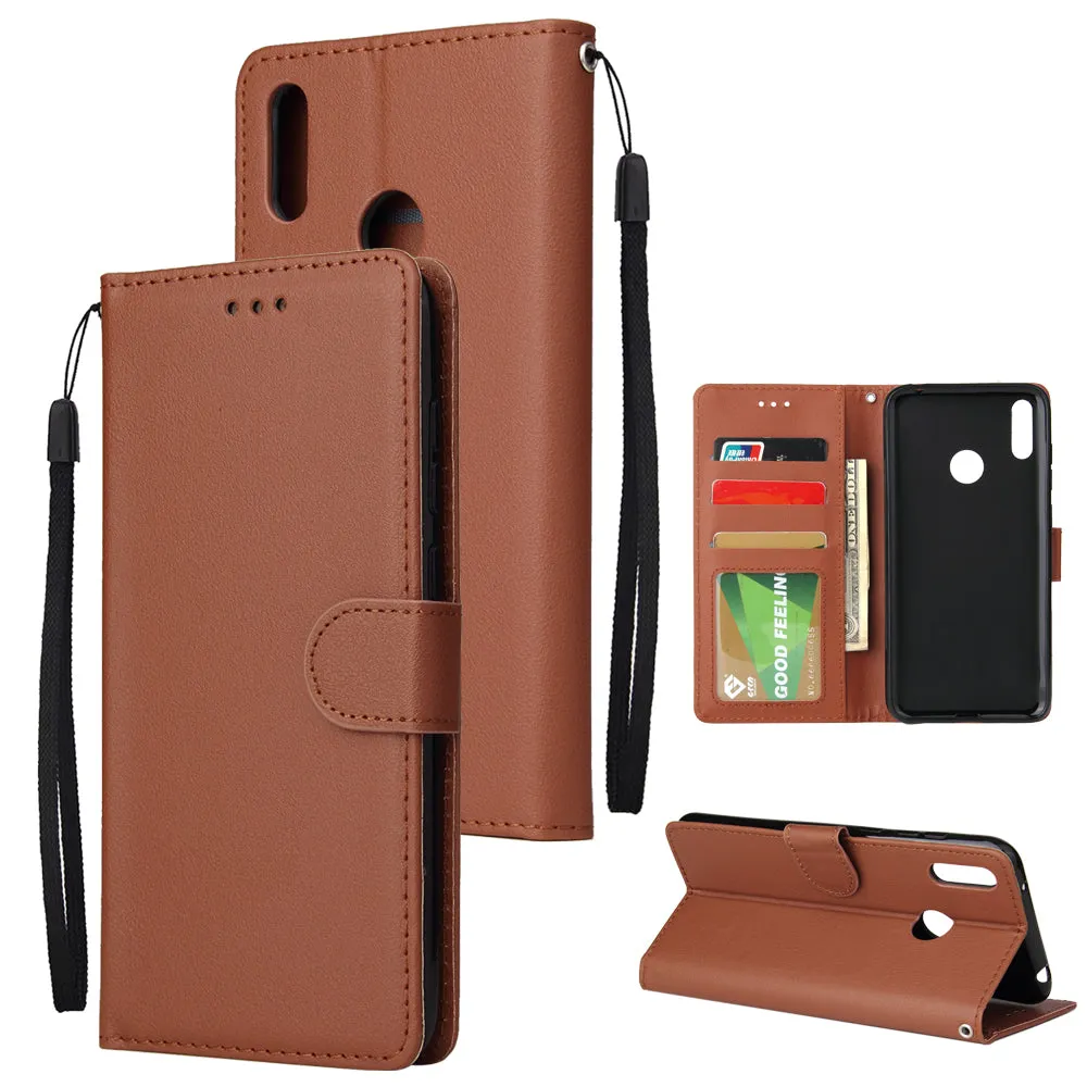 For HUAWEI Enjoy 9/ Y7 2019 /Y7 PRO 2019/Y7 PRIME 2019 Flip-type Leather Protective Phone Case with 3 Card Position Buckle Design Phone Cover  blue