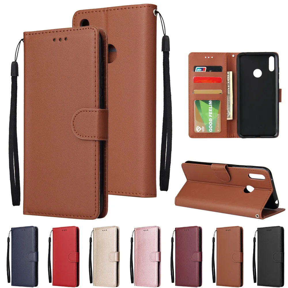 For HUAWEI Enjoy 9/ Y7 2019 /Y7 PRO 2019/Y7 PRIME 2019 Flip-type Leather Protective Phone Case with 3 Card Position Buckle Design Phone Cover  blue