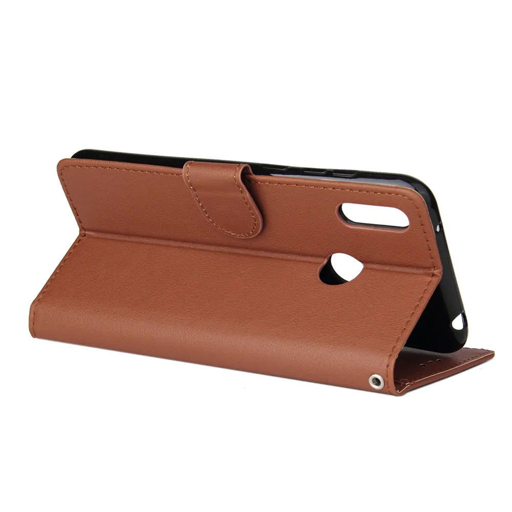 For HUAWEI Enjoy 9/ Y7 2019 /Y7 PRO 2019/Y7 PRIME 2019 Flip-type Leather Protective Phone Case with 3 Card Position Buckle Design Phone Cover  blue