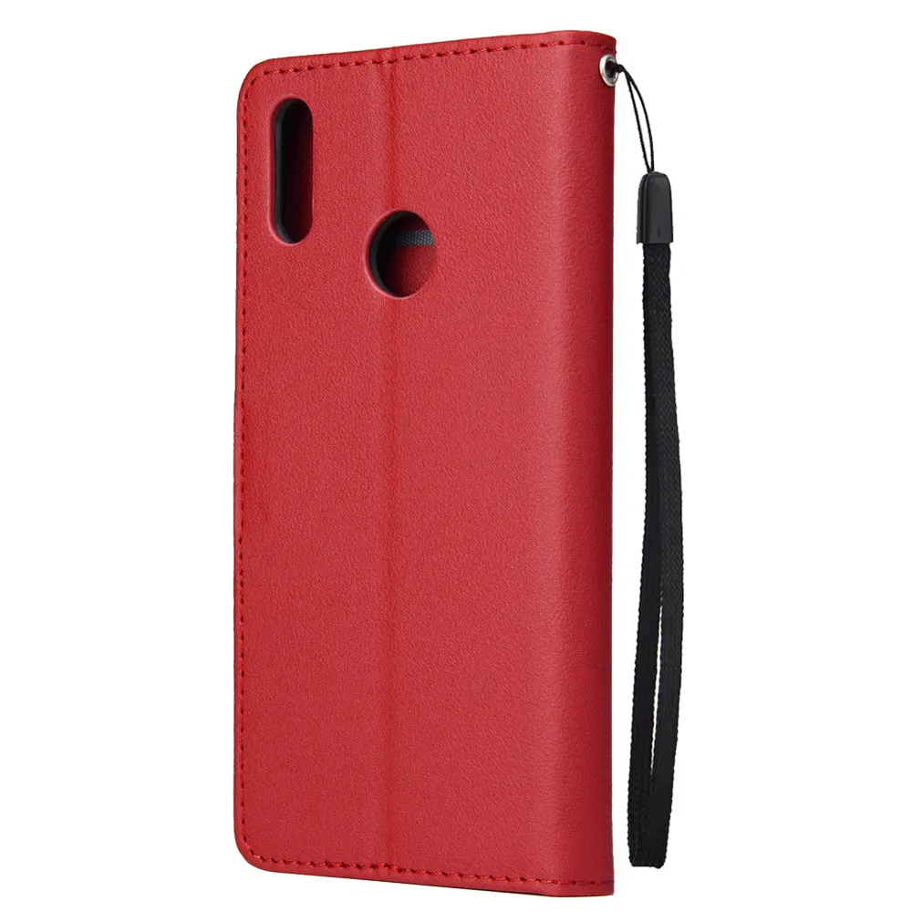 For HUAWEI Enjoy 9/ Y7 2019 /Y7 PRO 2019/Y7 PRIME 2019 Flip-type Leather Protective Phone Case with 3 Card Position Buckle Design Phone Cover  red