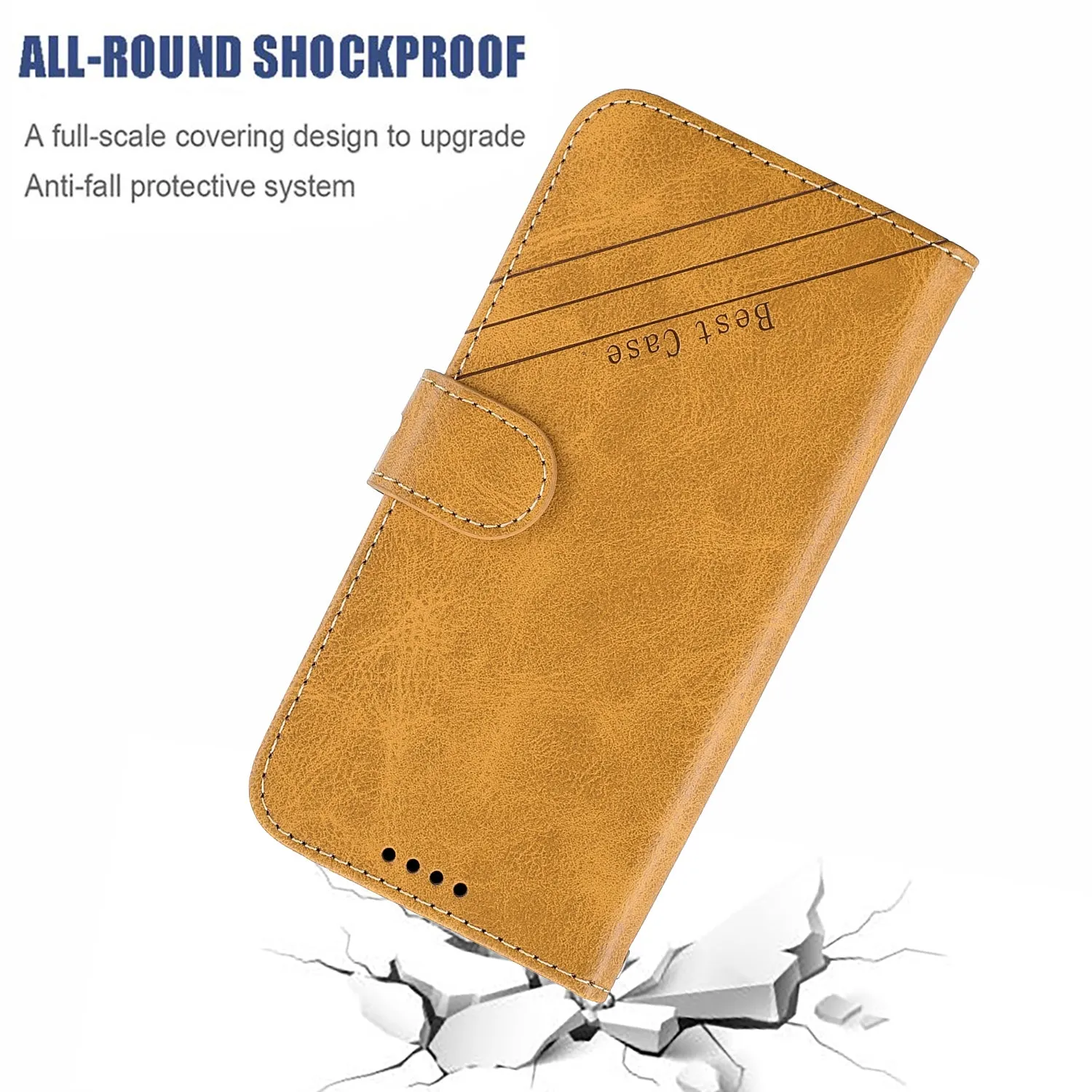 For HUAWEI Honor 7C-Enjoy 8-Y7 2018-Y7 Pro 2018 Denim Pattern Solid Color Flip Wallet PU Leather Protective Phone Case with Buckle & Bracket yellow