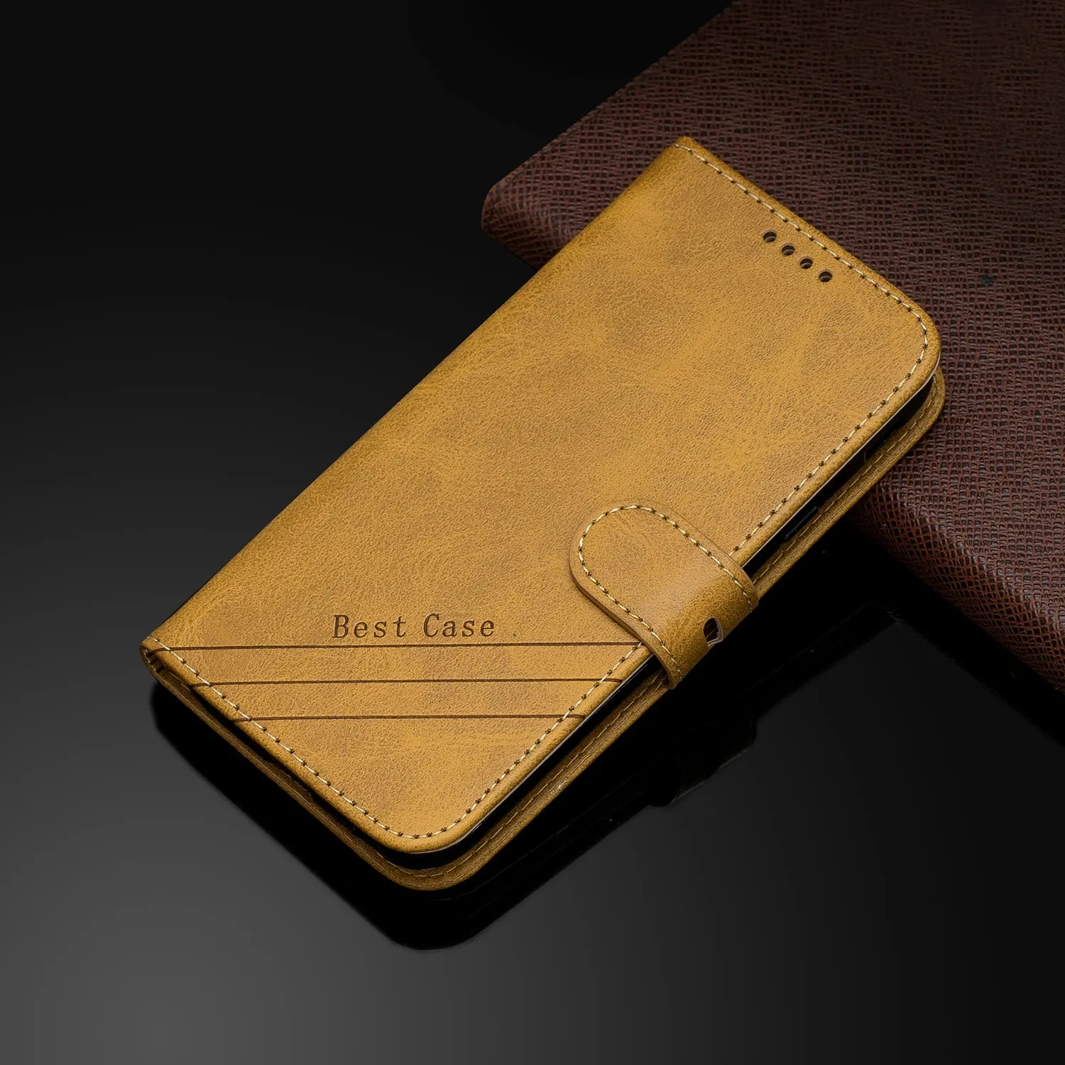 For HUAWEI Honor 7C-Enjoy 8-Y7 2018-Y7 Pro 2018 Denim Pattern Solid Color Flip Wallet PU Leather Protective Phone Case with Buckle & Bracket yellow