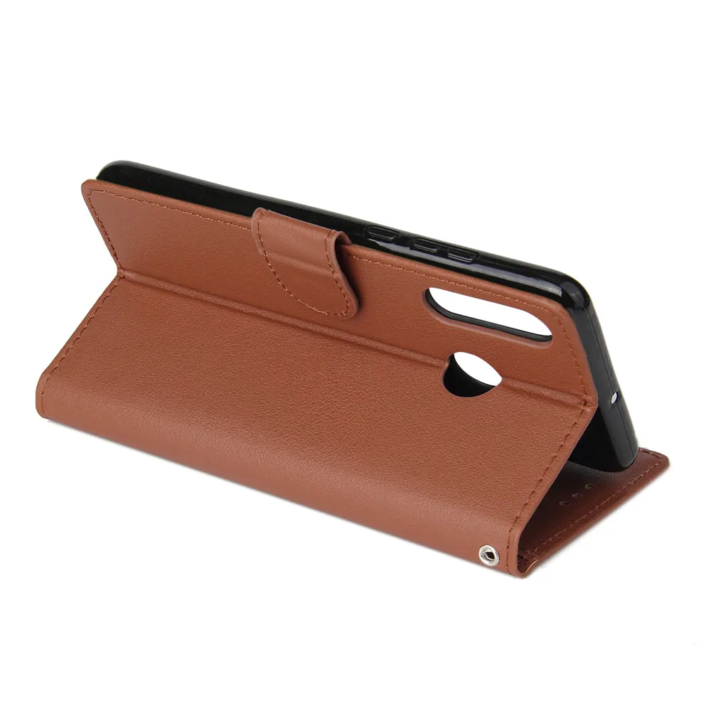 For HUAWEI P30 lite/nova 4E Flip-type Leather Protective Phone Case with 3 Card Position Buckle Design Phone Cover  brown