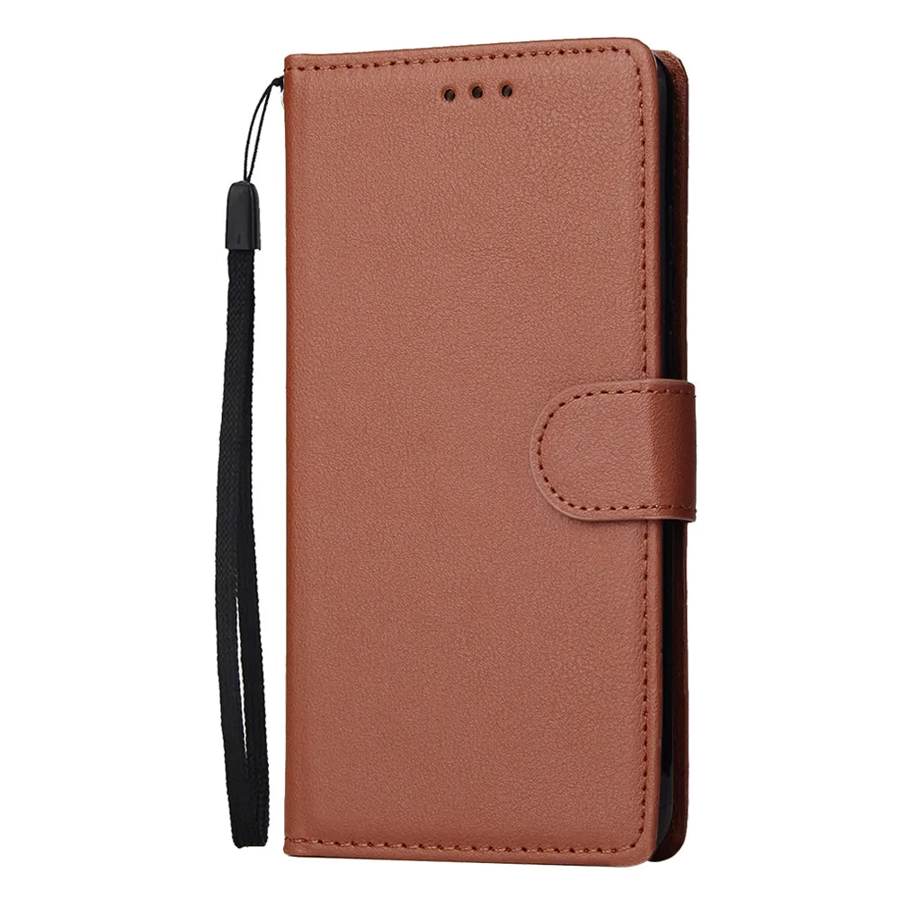 For HUAWEI P30 lite/nova 4E Flip-type Leather Protective Phone Case with 3 Card Position Buckle Design Phone Cover  brown