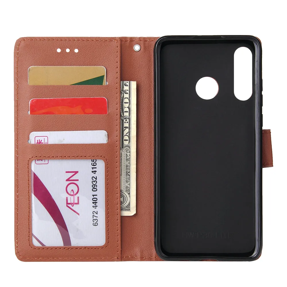 For HUAWEI P30 lite/nova 4E Flip-type Leather Protective Phone Case with 3 Card Position Buckle Design Phone Cover  brown
