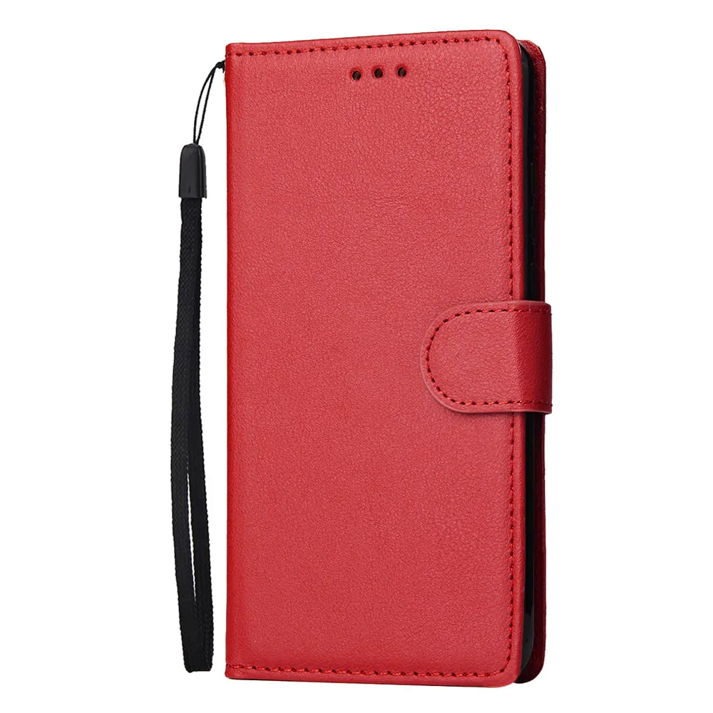 For HUAWEI P30 lite/nova 4E Flip-type Leather Protective Phone Case with 3 Card Position Buckle Design Phone Cover  red