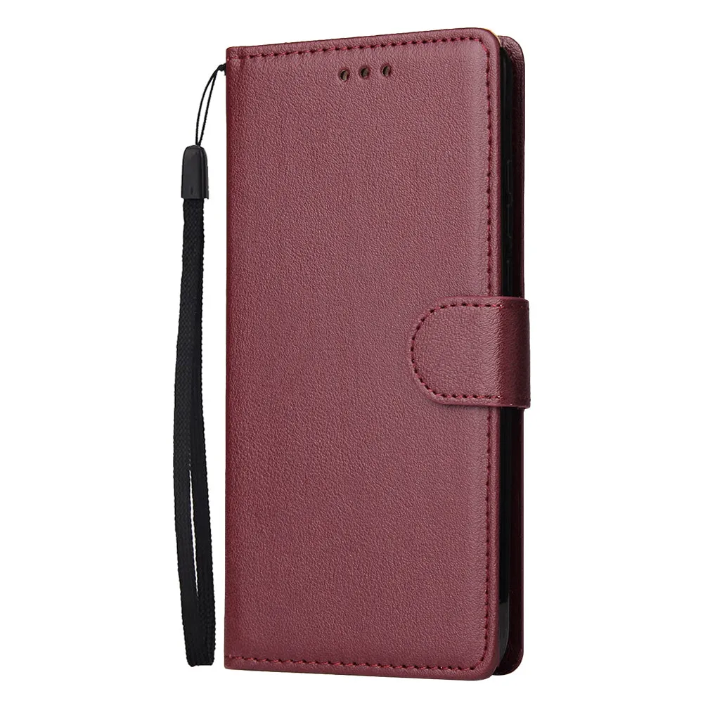 For HUAWEI P30 lite/nova 4E Flip-type Leather Protective Phone Case with 3 Card Position Buckle Design Phone Cover  red