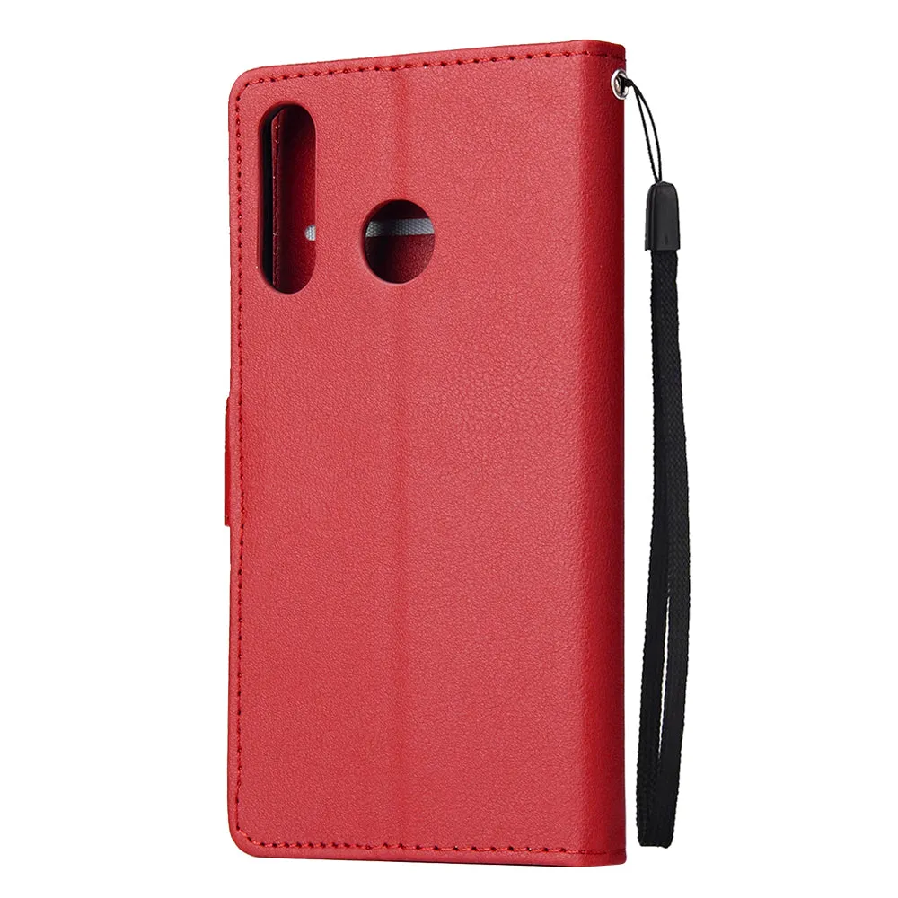 For HUAWEI P30 lite/nova 4E Flip-type Leather Protective Phone Case with 3 Card Position Buckle Design Phone Cover  red
