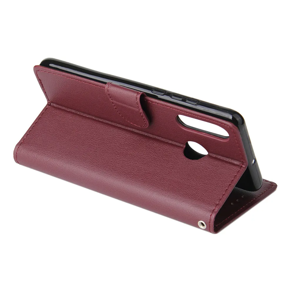 For HUAWEI P30 lite/nova 4E Flip-type Leather Protective Phone Case with 3 Card Position Buckle Design Phone Cover  red