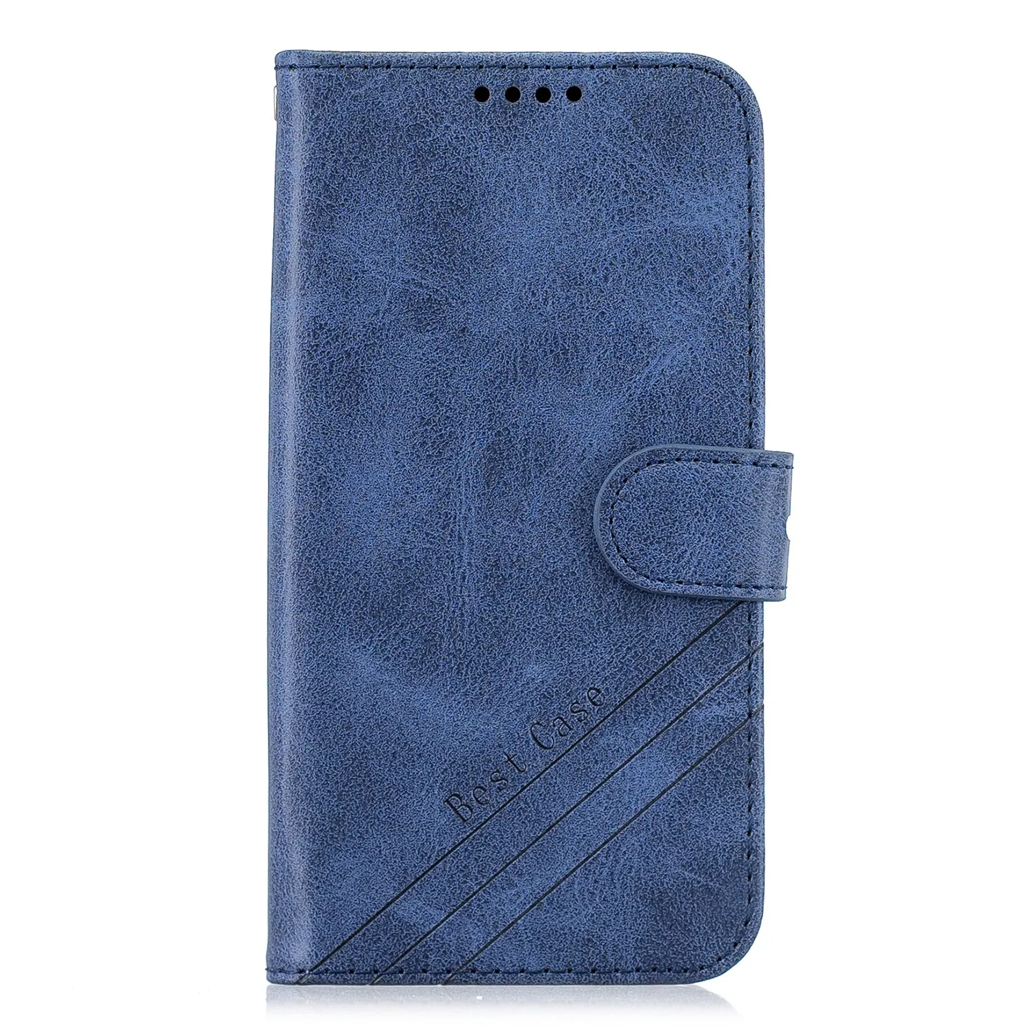 For HUAWEI Y5 2019 Denim Pattern Solid Color Flip Wallet PU Leather Protective Phone Case with Buckle & Bracket brown