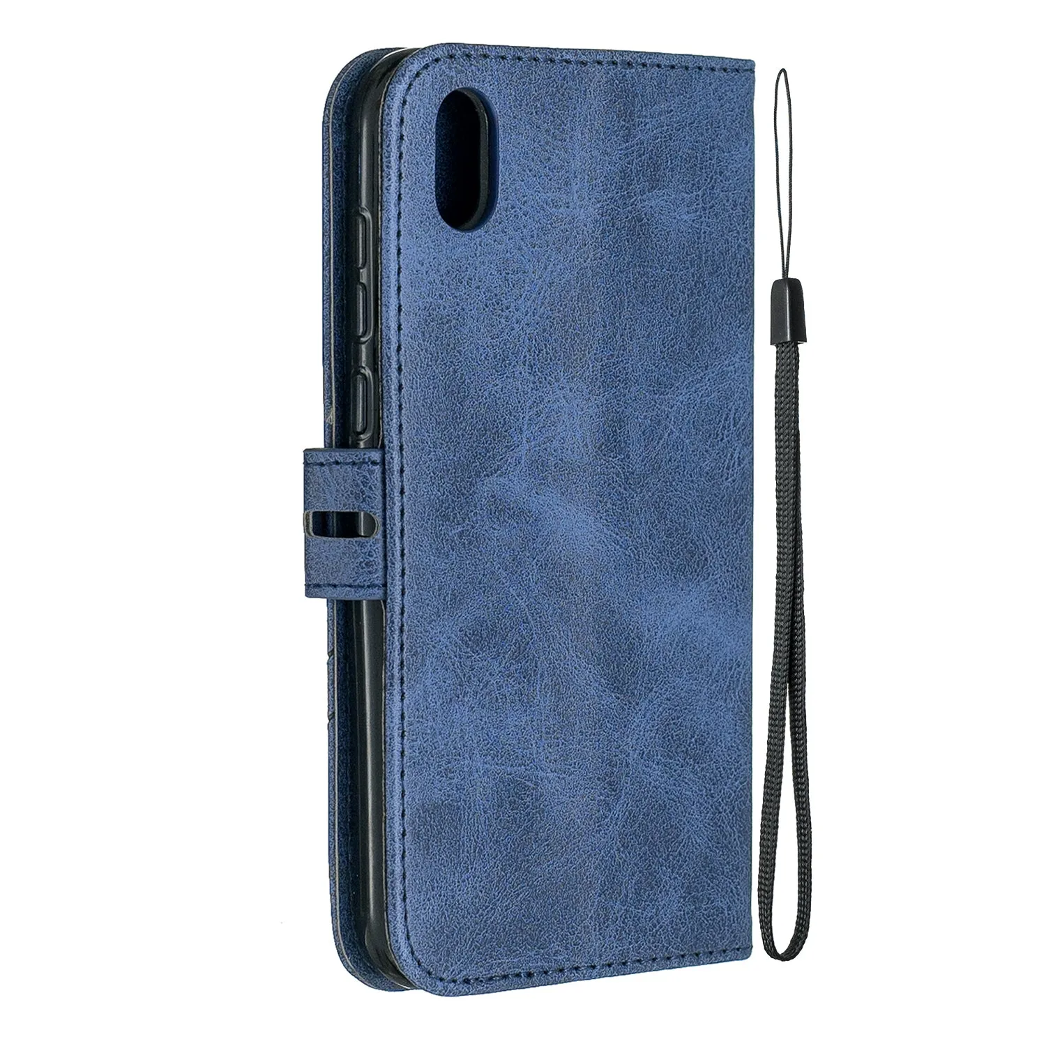 For HUAWEI Y5 2019 Denim Pattern Solid Color Flip Wallet PU Leather Protective Phone Case with Buckle & Bracket gray