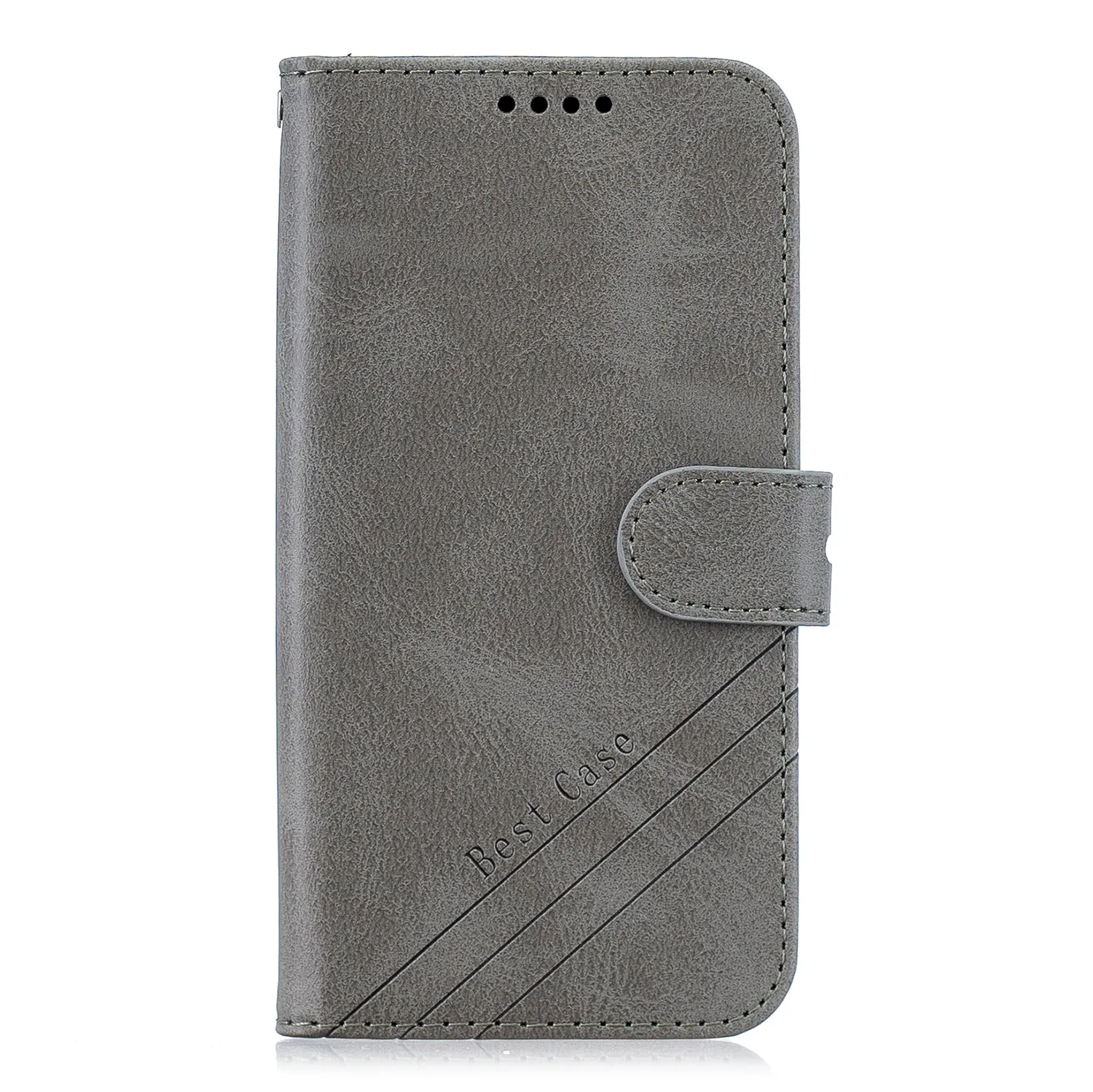 For HUAWEI Y5 2019 Denim Pattern Solid Color Flip Wallet PU Leather Protective Phone Case with Buckle & Bracket gray
