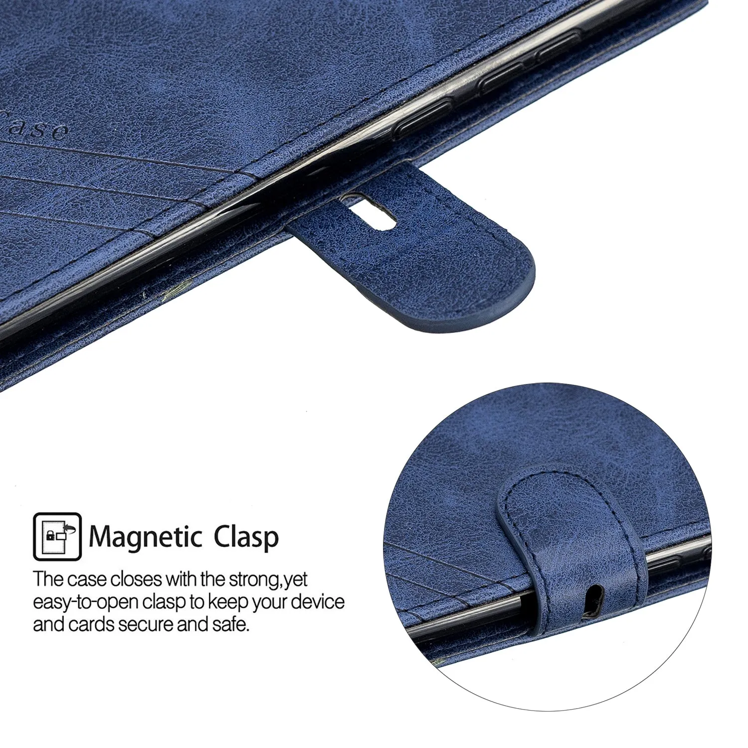 For HUAWEI Y6 2019 Denim Pattern Solid Color Flip Wallet PU Leather Protective Phone Case with Buckle & Bracket blue