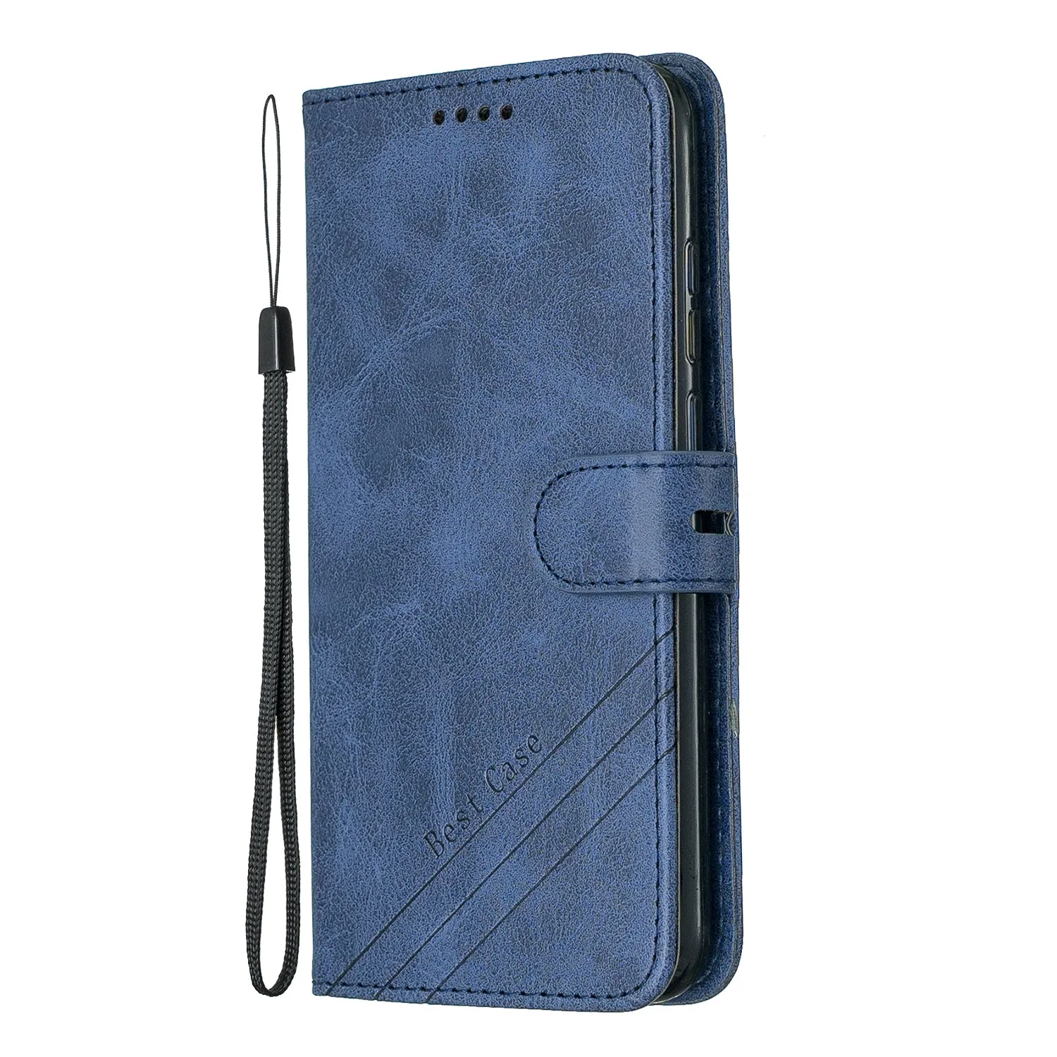For HUAWEI Y6 2019 Denim Pattern Solid Color Flip Wallet PU Leather Protective Phone Case with Buckle & Bracket brown