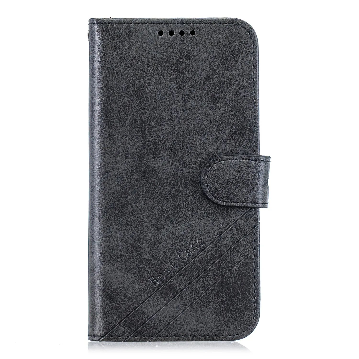 For HUAWEI Y7 2019 Denim Pattern Solid Color Flip Wallet PU Leather Protective Phone Case with Buckle & Bracket black
