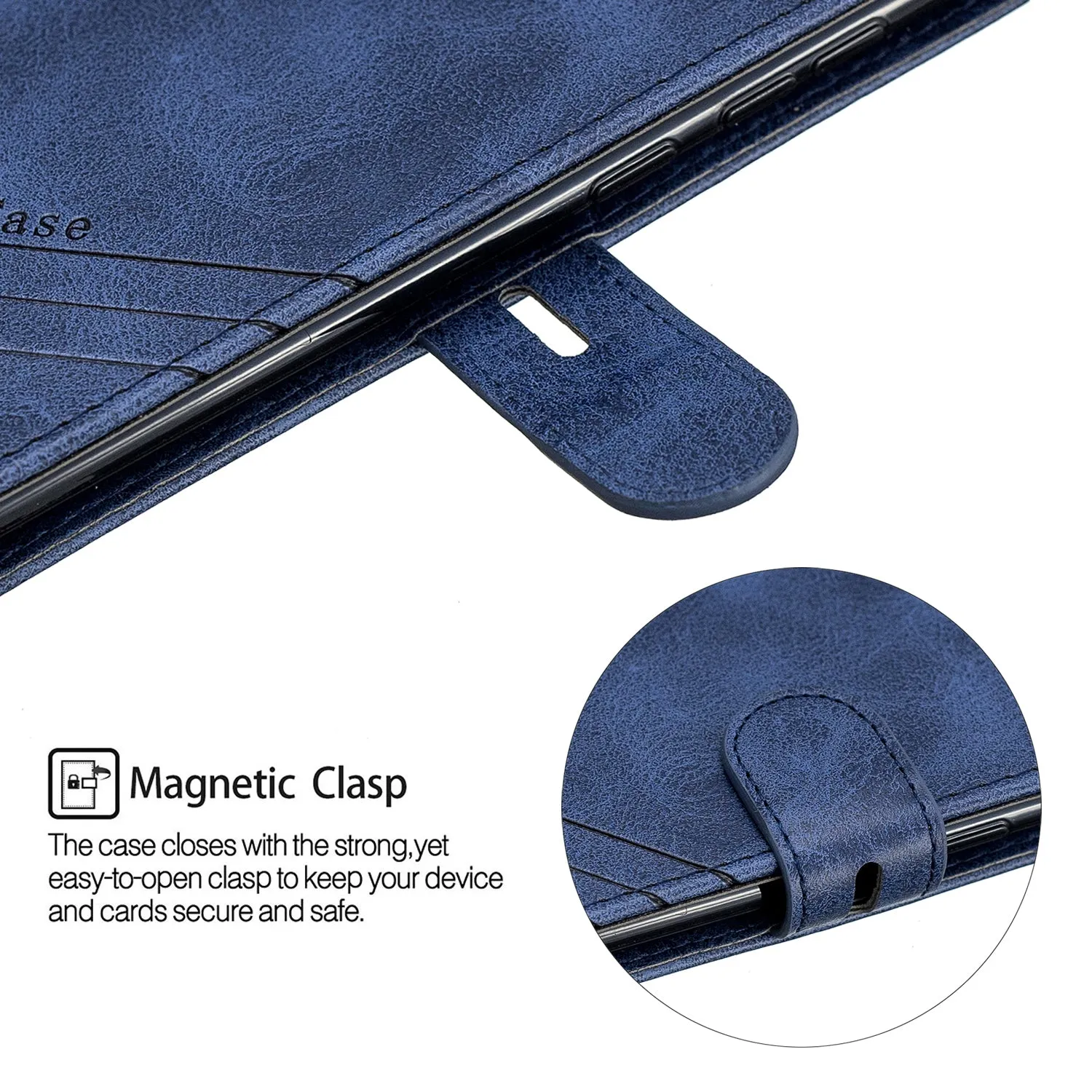 For HUAWEI Y7 2019 Denim Pattern Solid Color Flip Wallet PU Leather Protective Phone Case with Buckle & Bracket blue