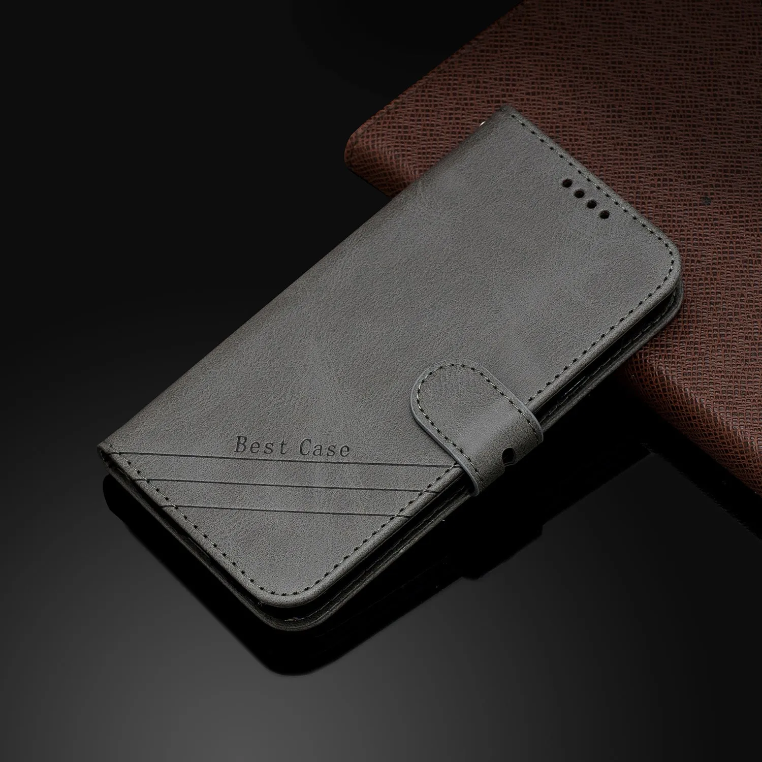 For HUAWEI Y7 2019 Denim Pattern Solid Color Flip Wallet PU Leather Protective Phone Case with Buckle & Bracket gray