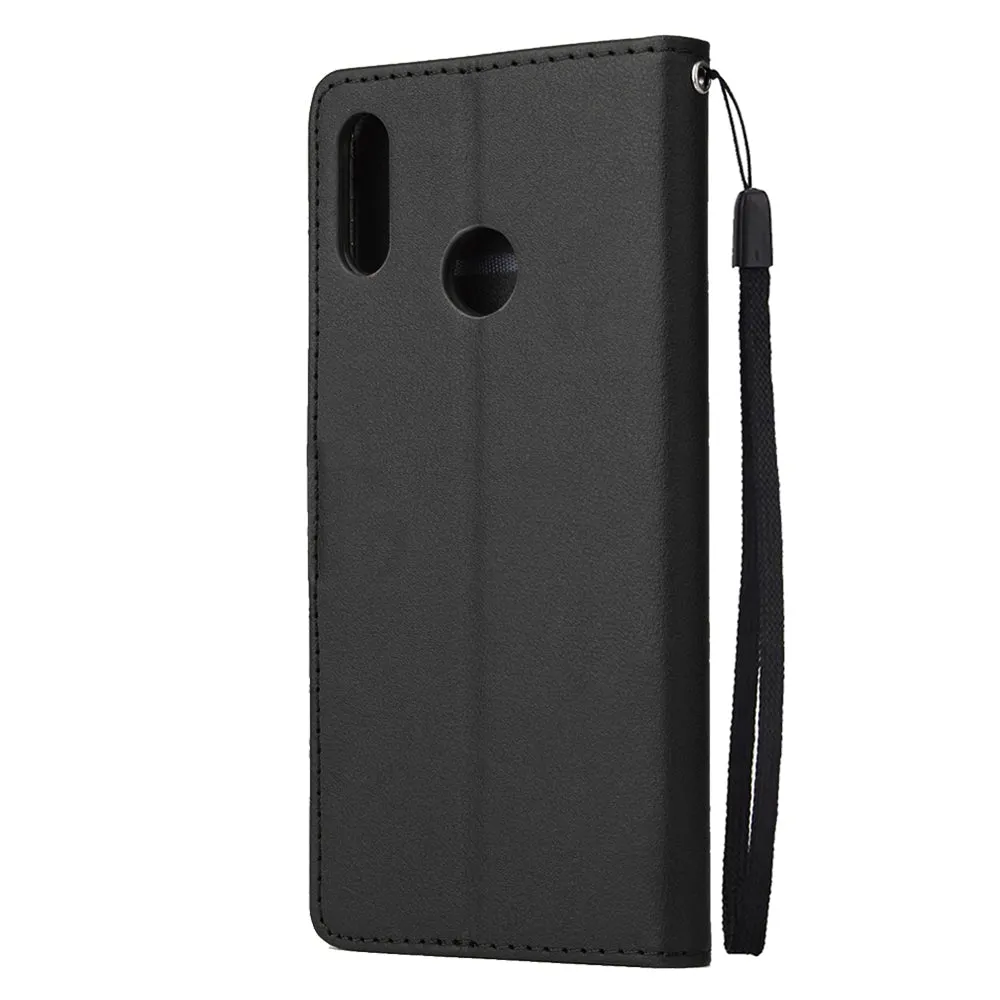 For HUAWEI Y9 2019 Flip-type Leather Protective Phone Case with 3 Card Position Buckle Design Phone Cover  black