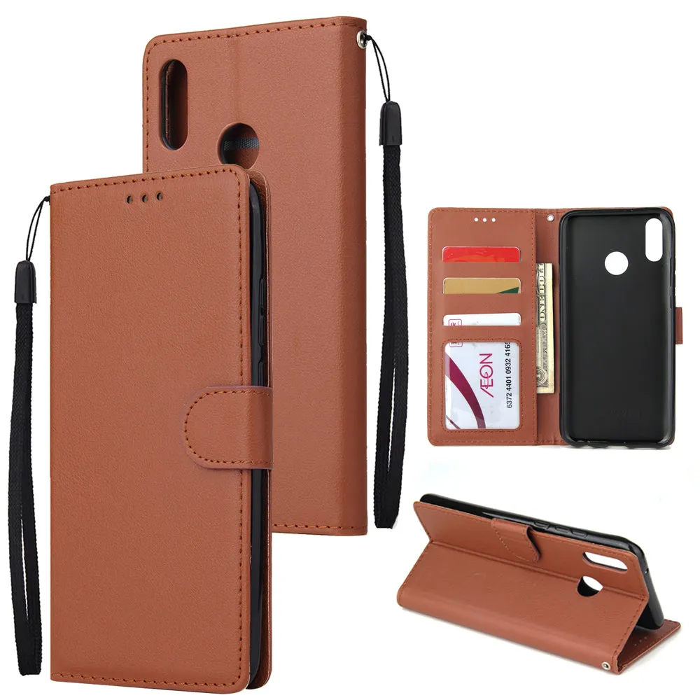 For HUAWEI Y9 2019 Flip-type Leather Protective Phone Case with 3 Card Position Buckle Design Phone Cover  black