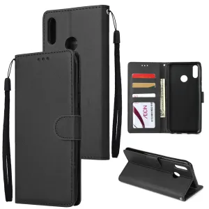For HUAWEI Y9 2019 Flip-type Leather Protective Phone Case with 3 Card Position Buckle Design Phone Cover  black