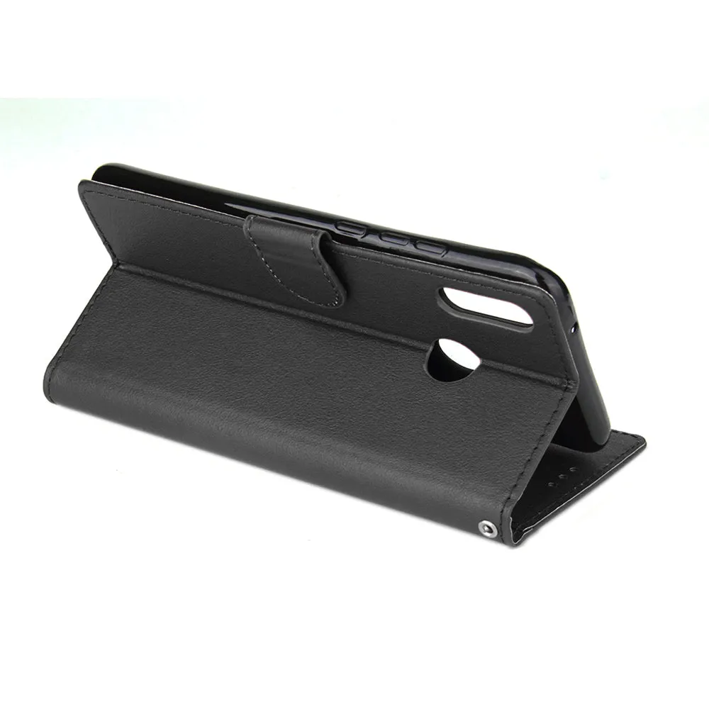 For HUAWEI Y9 2019 Flip-type Leather Protective Phone Case with 3 Card Position Buckle Design Phone Cover  black