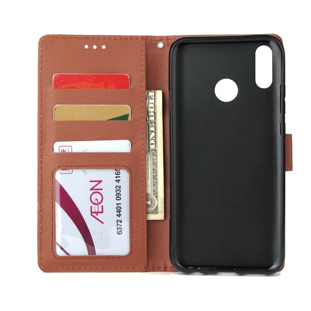 For HUAWEI Y9 2019 Flip-type Leather Protective Phone Case with 3 Card Position Buckle Design Phone Cover  black