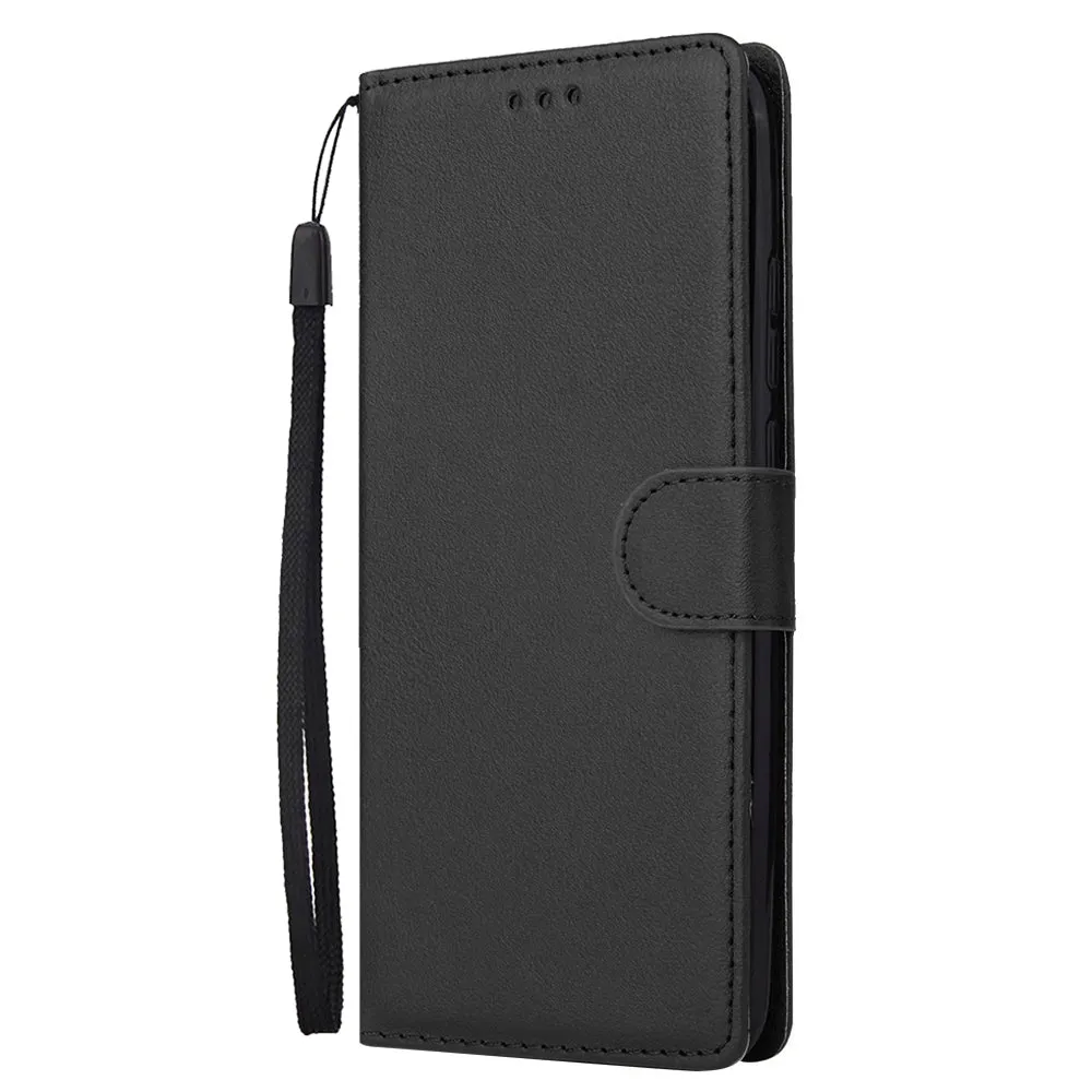 For HUAWEI Y9 2019 Flip-type Leather Protective Phone Case with 3 Card Position Buckle Design Phone Cover  black