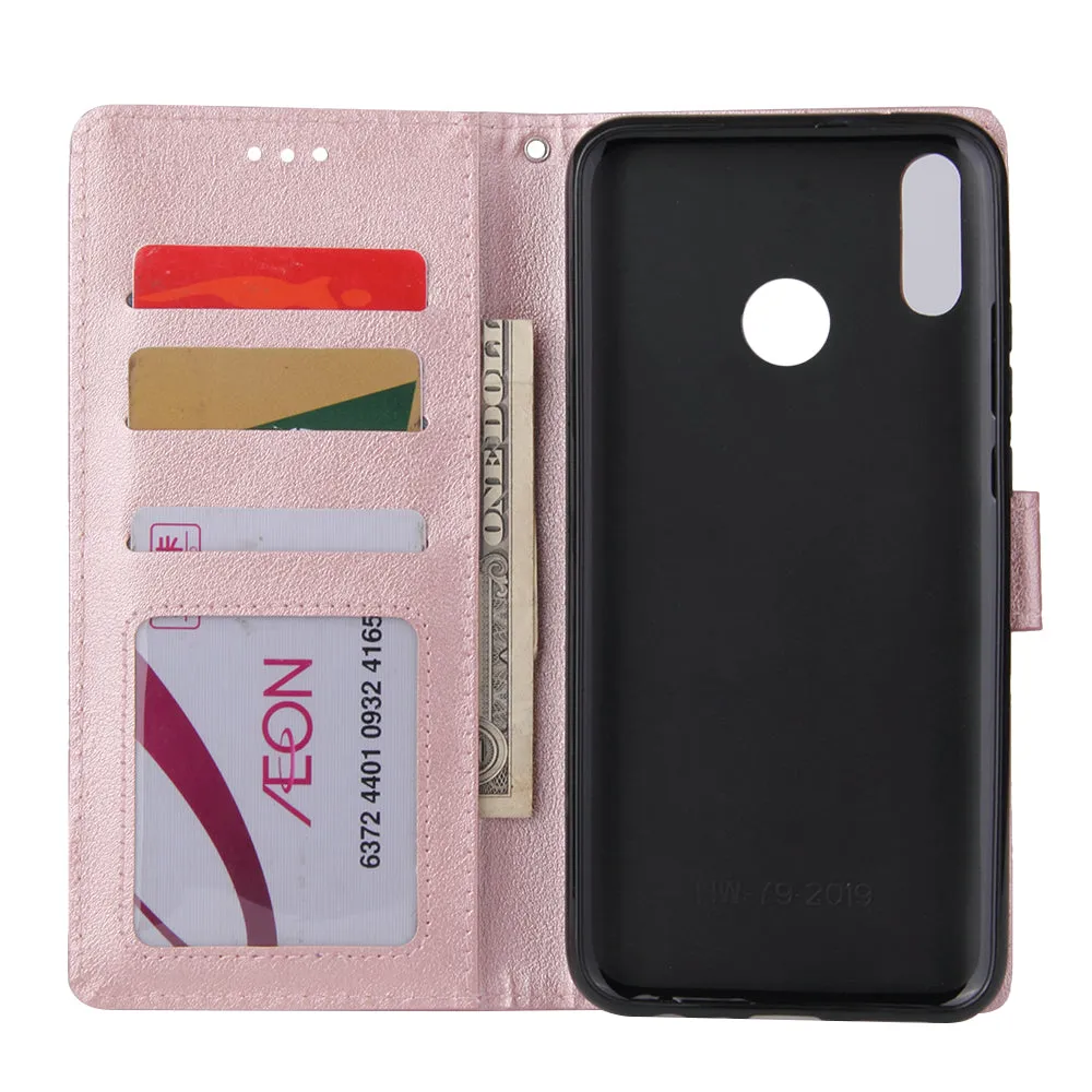 For HUAWEI Y9 2019 Flip-type Leather Protective Phone Case with 3 Card Position Buckle Design Phone Cover  black