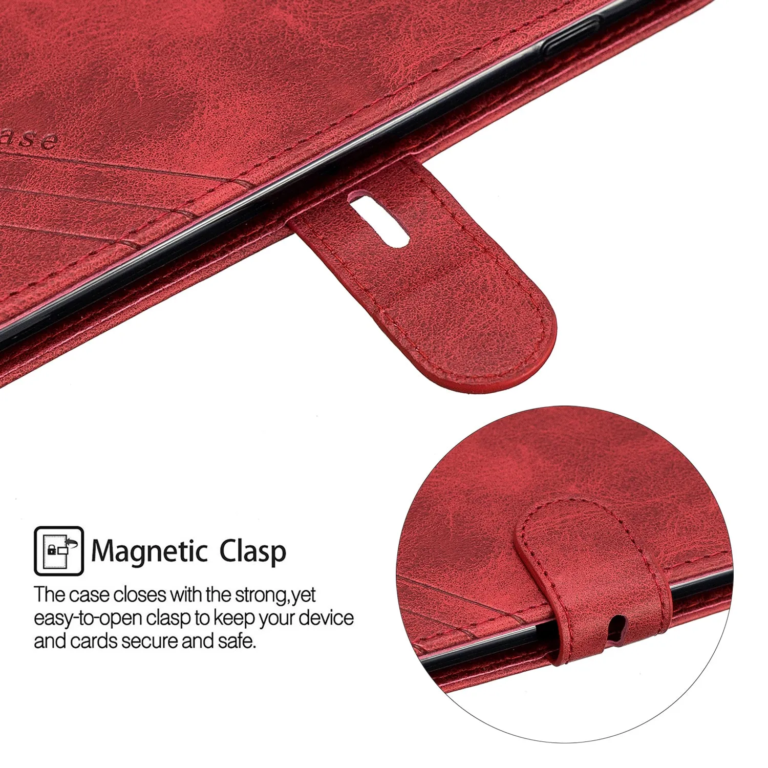 For iPhone 6 plus / 6S plus / 7 plus / 8 plus Denim Pattern Solid Color Flip Wallet PU Leather Protective Phone Case with Buckle & Bracket red