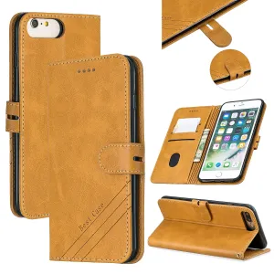 For iPhone 6 plus / 6S plus / 7 plus / 8 plus Denim Pattern Solid Color Flip Wallet PU Leather Protective Phone Case with Buckle & Bracket yellow