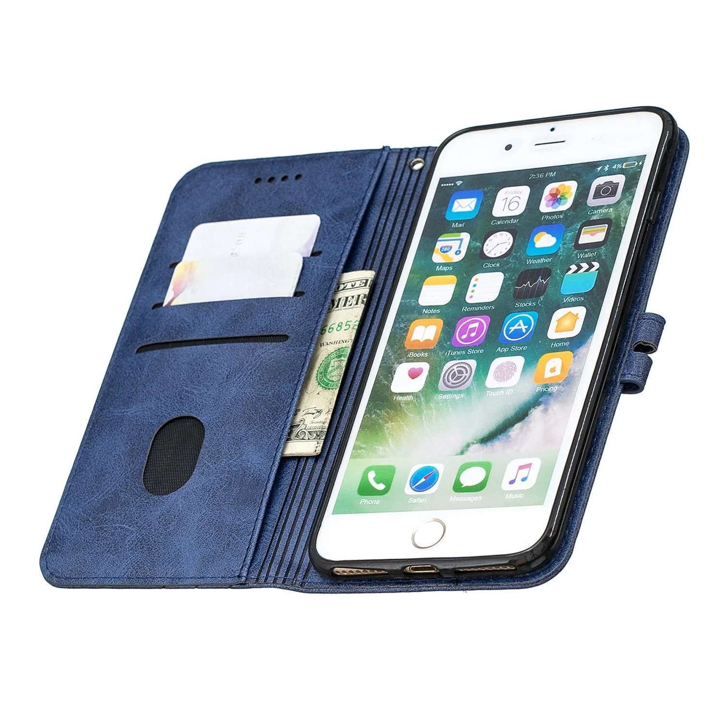 For iPhone 6 plus / 6S plus / 7 plus / 8 plus Denim Pattern Solid Color Flip Wallet PU Leather Protective Phone Case with Buckle & Bracket yellow