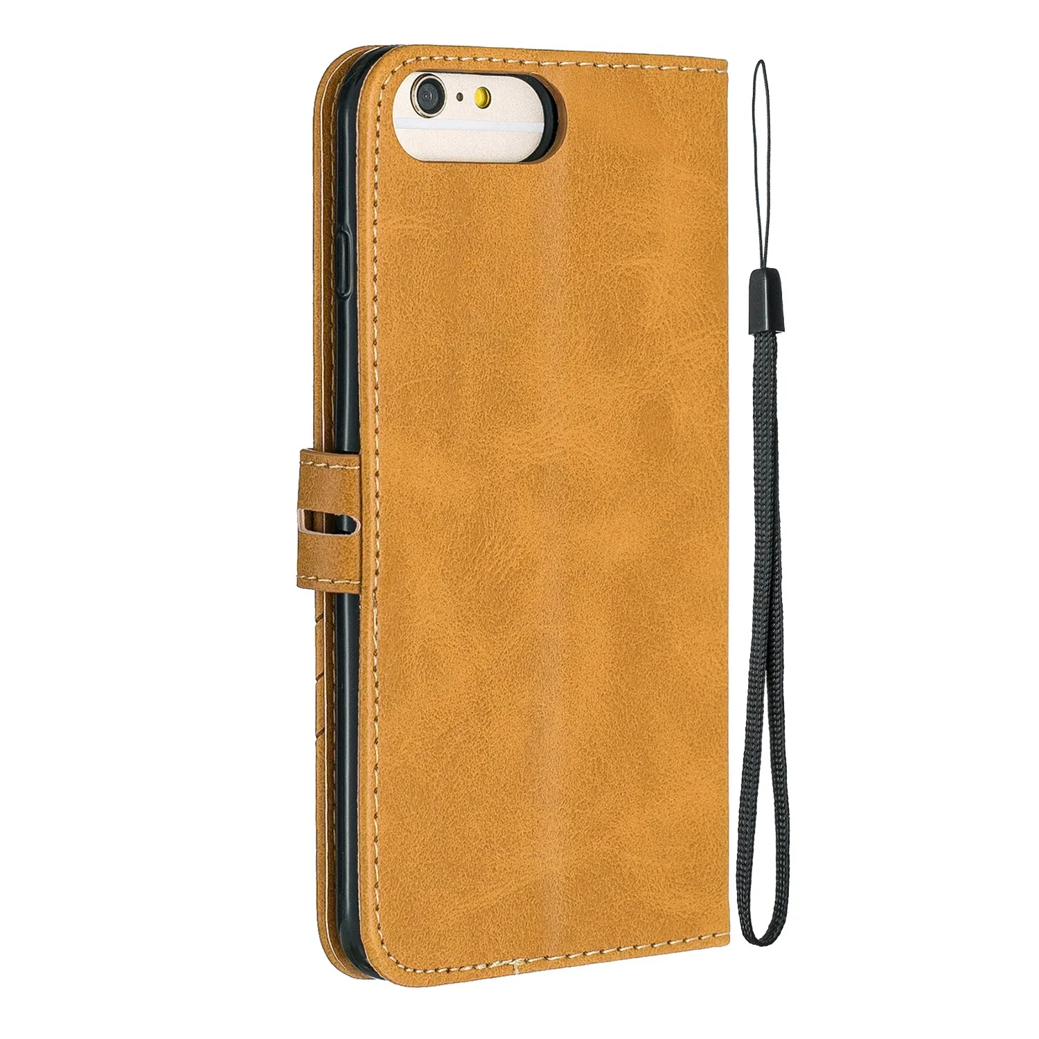 For iPhone 6 plus / 6S plus / 7 plus / 8 plus Denim Pattern Solid Color Flip Wallet PU Leather Protective Phone Case with Buckle & Bracket yellow
