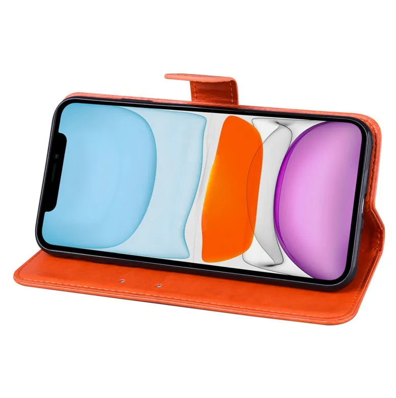 For iPhone12 iPhone12Pro 6.1 Inches Leather Case Flip Cover Card Slots Stand Bag purple