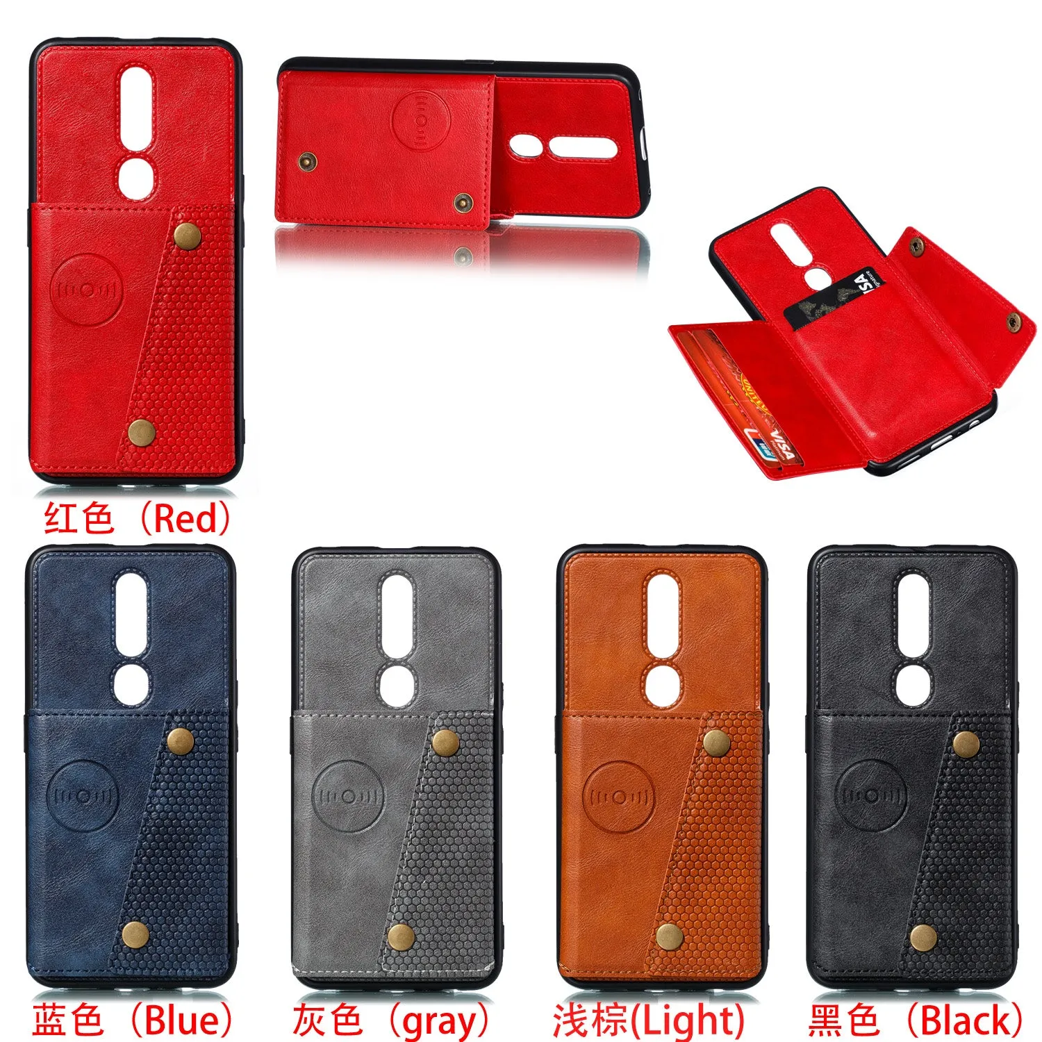 For OPPO F11 pro PU Leather Flip Stand Shockproof Cell Phone Cover Double Buckle Anti-dust Case With Card Slots Pocket blue