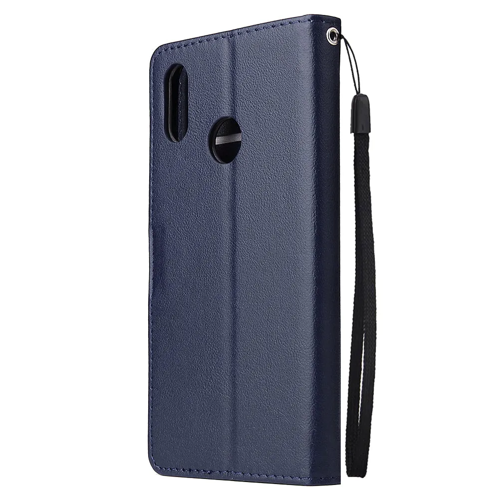 For OPPO Realme 3 pro Flip-type Leather Protective Phone Case with 3 Card Position Buckle Design Phone Cover  blue