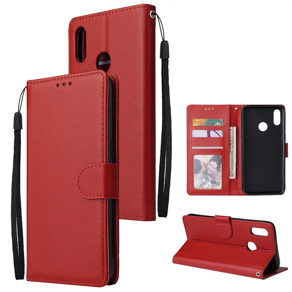 For OPPO Realme 3 pro Flip-type Leather Protective Phone Case with 3 Card Position Buckle Design Phone Cover  red