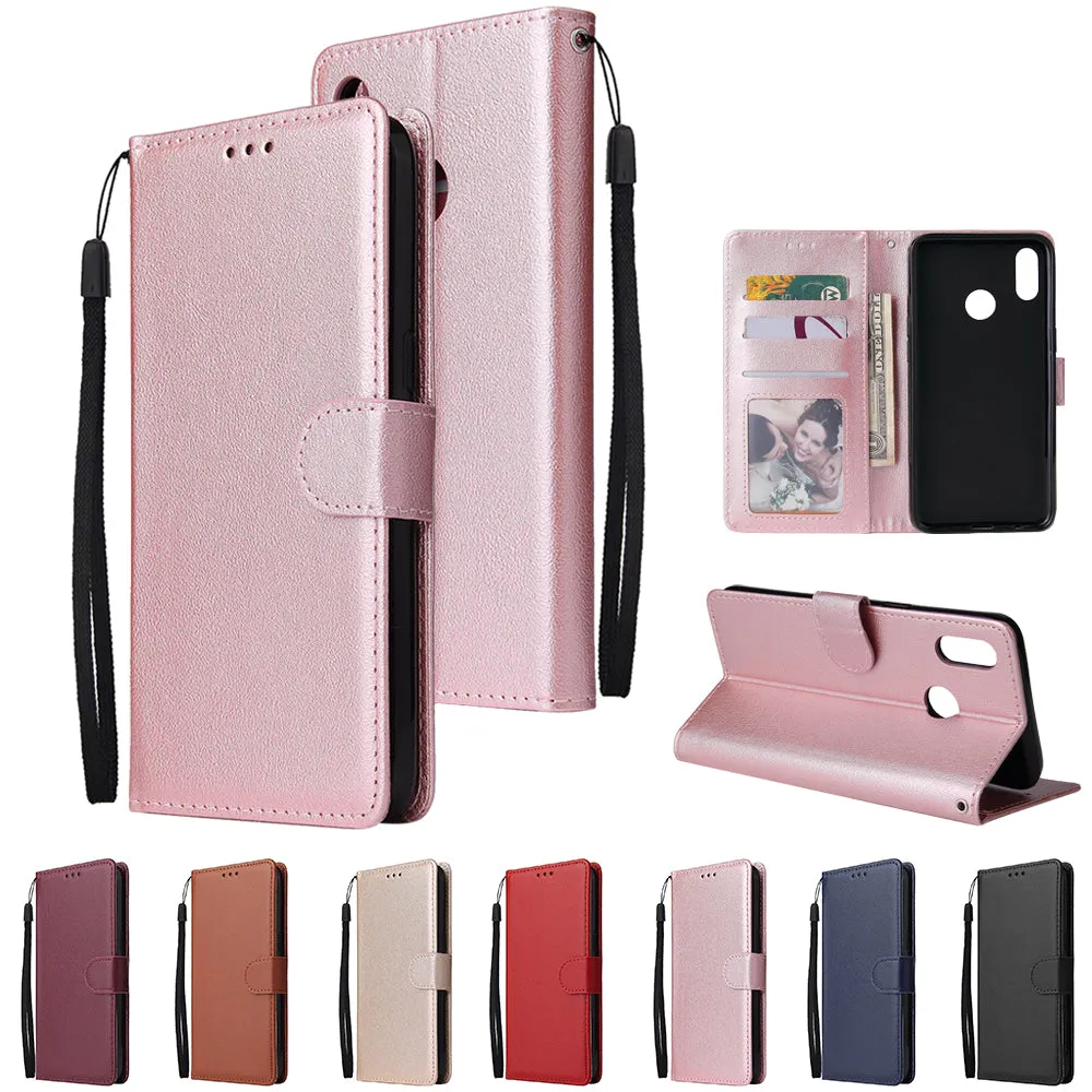 For OPPO Realme 3 pro Flip-type Leather Protective Phone Case with 3 Card Position Buckle Design Phone Cover  Rose gold