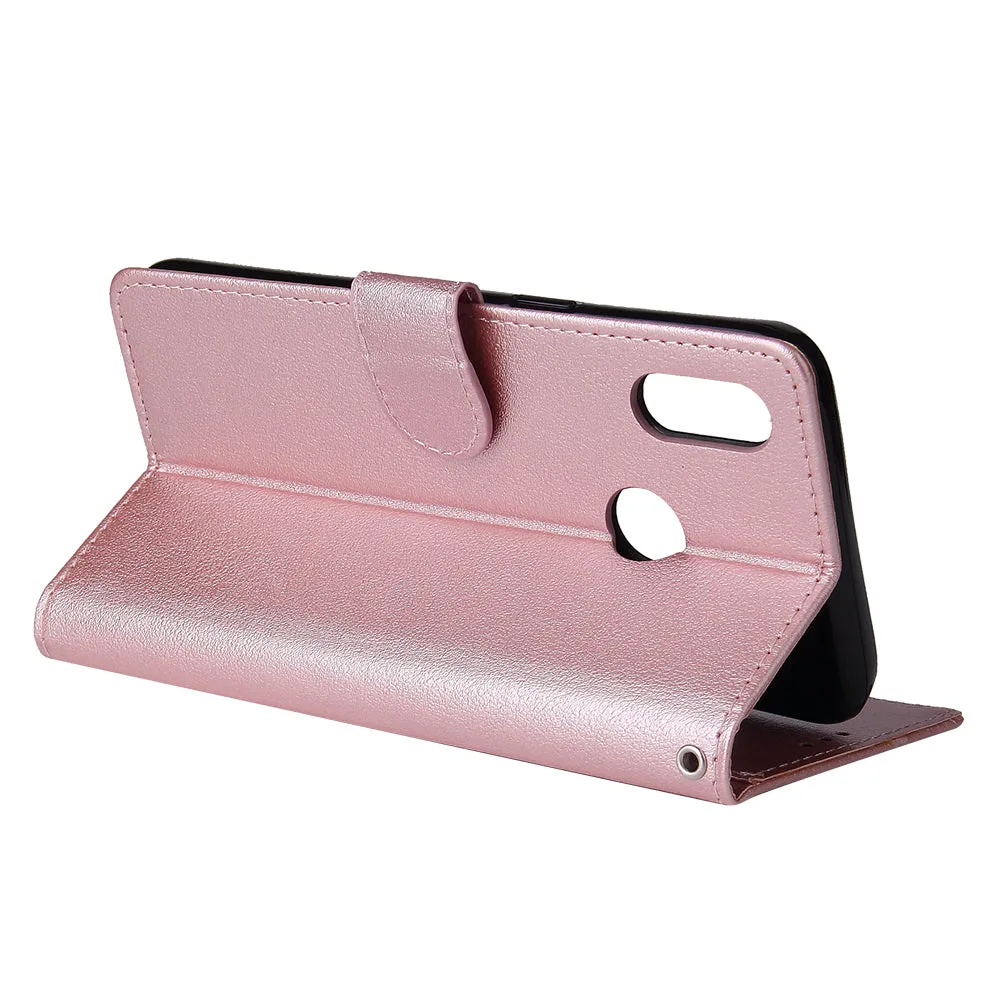 For OPPO Realme 3 pro Flip-type Leather Protective Phone Case with 3 Card Position Buckle Design Phone Cover  Rose gold