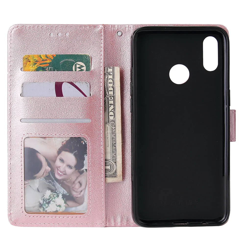For OPPO Realme 3 pro Flip-type Leather Protective Phone Case with 3 Card Position Buckle Design Phone Cover  Rose gold