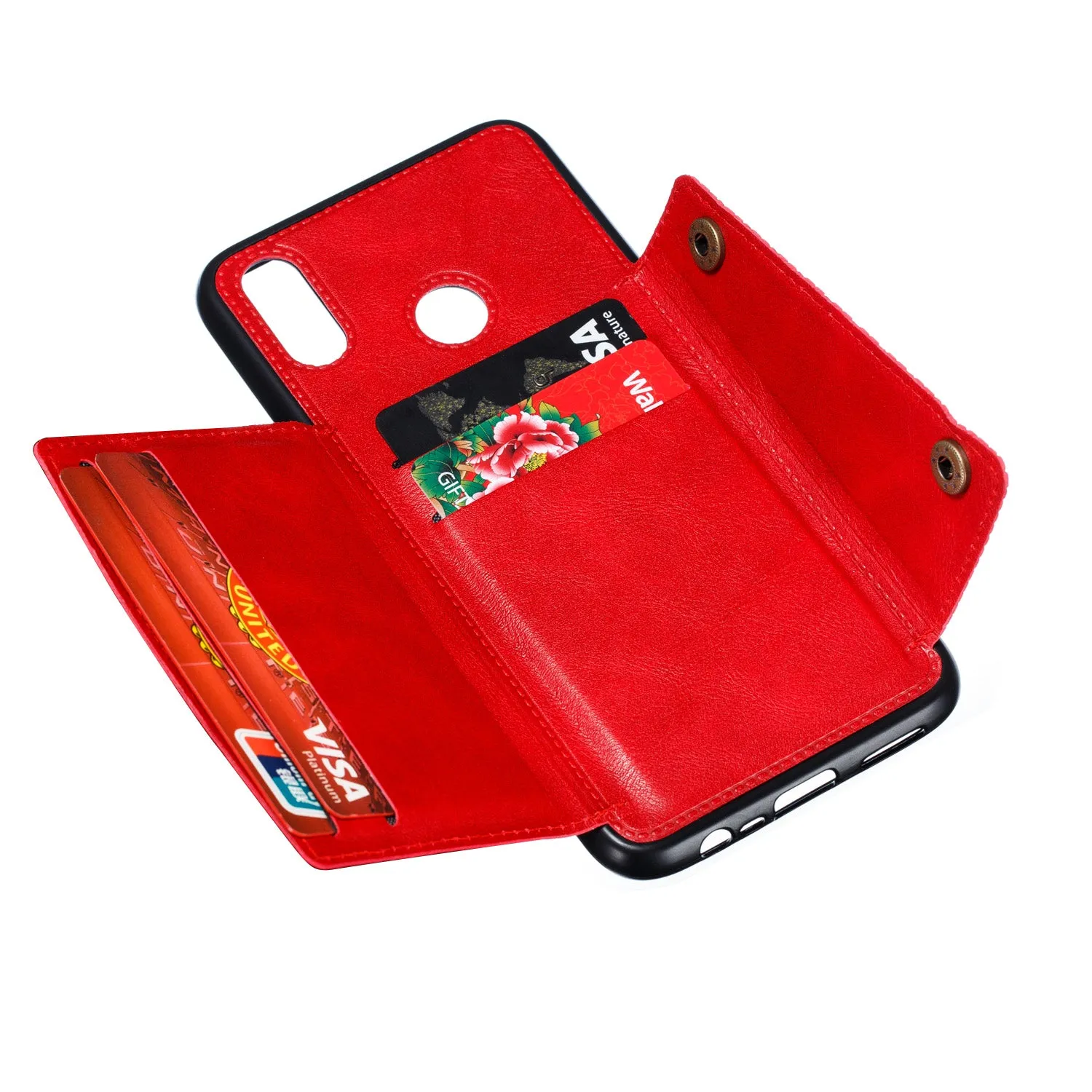 For OPPO Realme 3 pro PU Leather Flip Stand Shockproof Cell Phone Cover Double Buckle Anti-dust Case With Card Slots Pocket blue