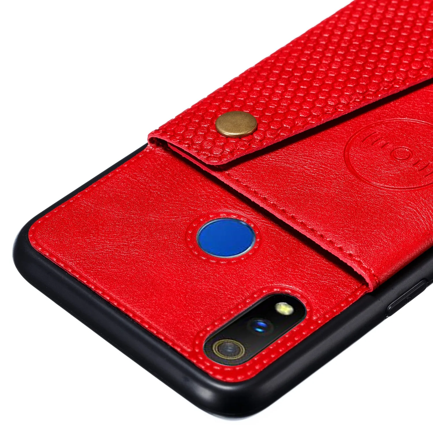 For OPPO Realme 3 PU Leather Flip Stand Shockproof Cell Phone Cover Double Buckle Anti-dust Case With Card Slots Pocket black