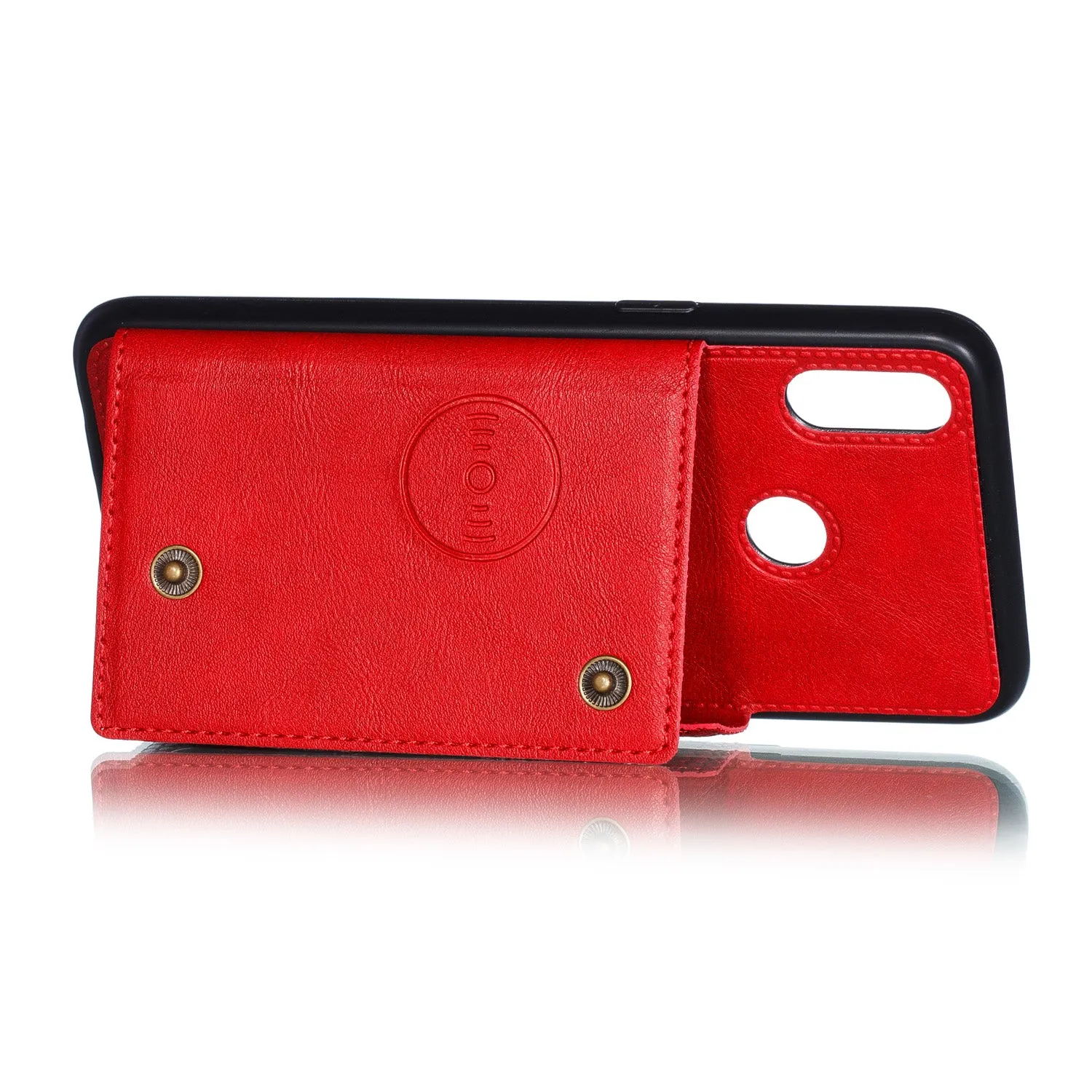 For OPPO Realme 3 PU Leather Flip Stand Shockproof Cell Phone Cover Double Buckle Anti-dust Case With Card Slots Pocket black