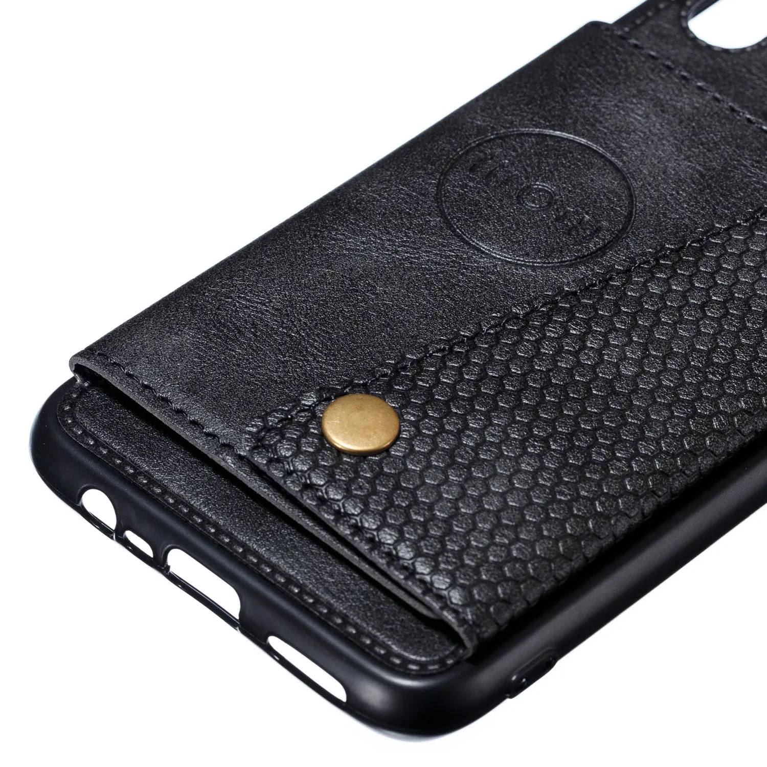 For OPPO Realme 3 PU Leather Flip Stand Shockproof Cell Phone Cover Double Buckle Anti-dust Case With Card Slots Pocket black