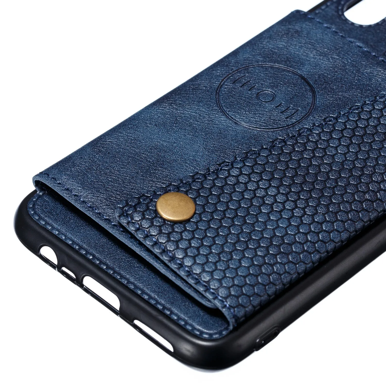For OPPO Realme 3 PU Leather Flip Stand Shockproof Cell Phone Cover Double Buckle Anti-dust Case With Card Slots Pocket blue