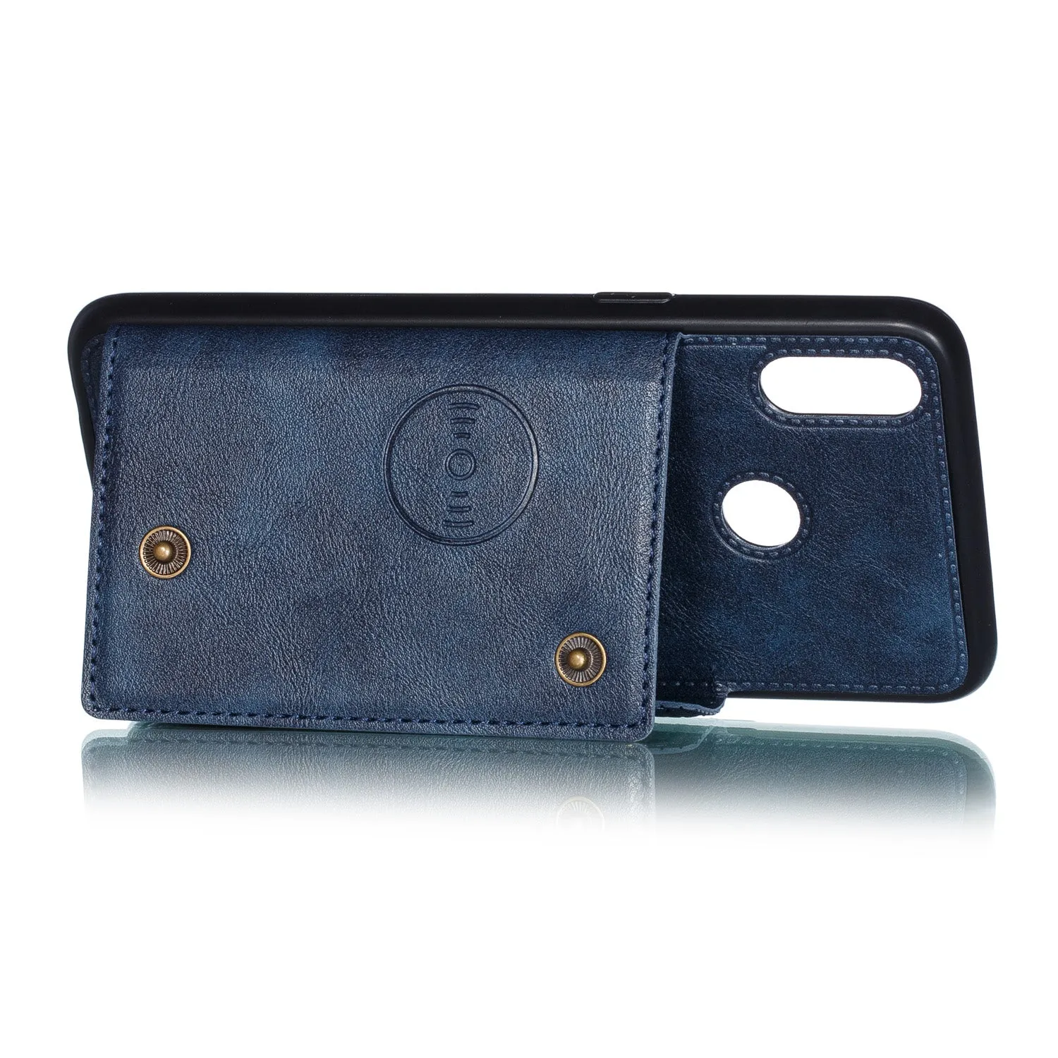 For OPPO Realme 3 PU Leather Flip Stand Shockproof Cell Phone Cover Double Buckle Anti-dust Case With Card Slots Pocket blue