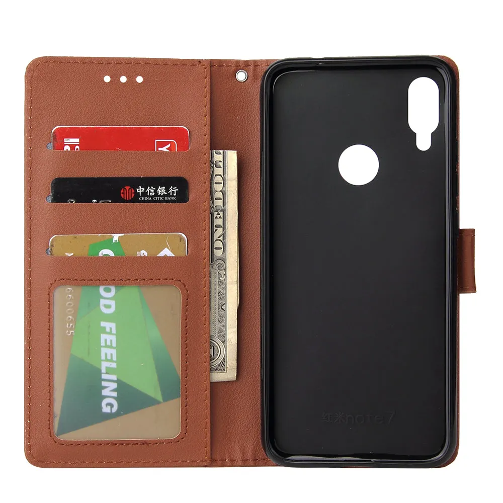 For Redmi note 7/Redmi note 7pro Flip-type Leather Protective Phone Case with 3 Card Position Buckle Design Phone Cover  black