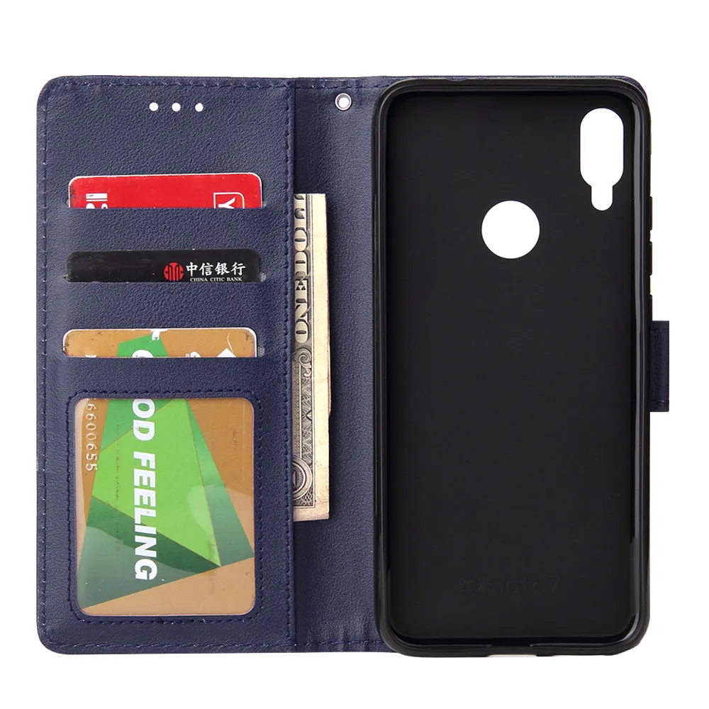 For Redmi note 7/Redmi note 7pro Flip-type Leather Protective Phone Case with 3 Card Position Buckle Design Phone Cover  blue